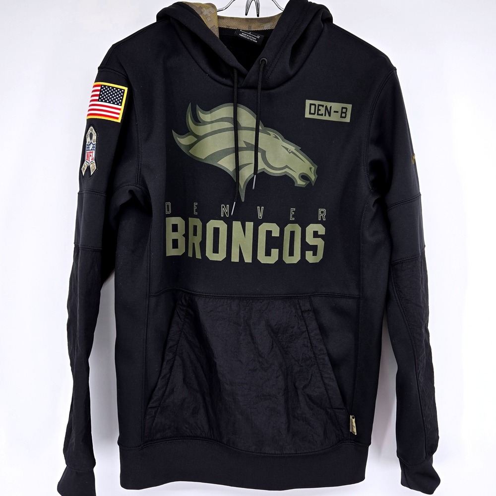 Nike Denver Broncos Salute to Service Hoodie Olive‎ Black Pullover Men's Small